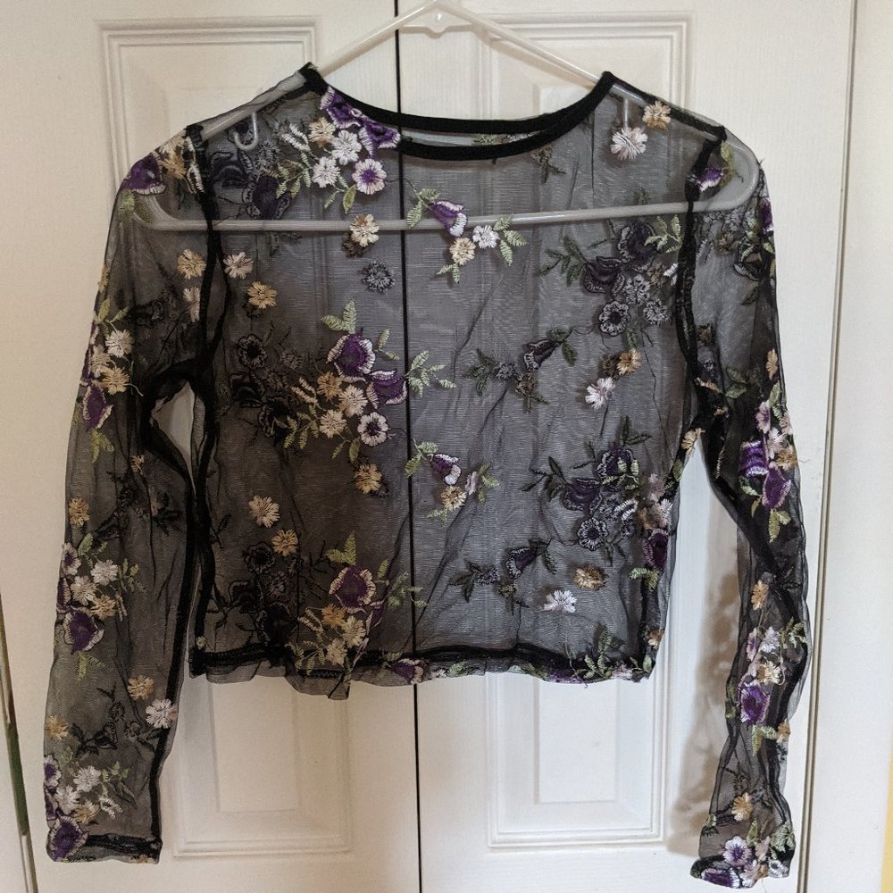 embroidered mesh top